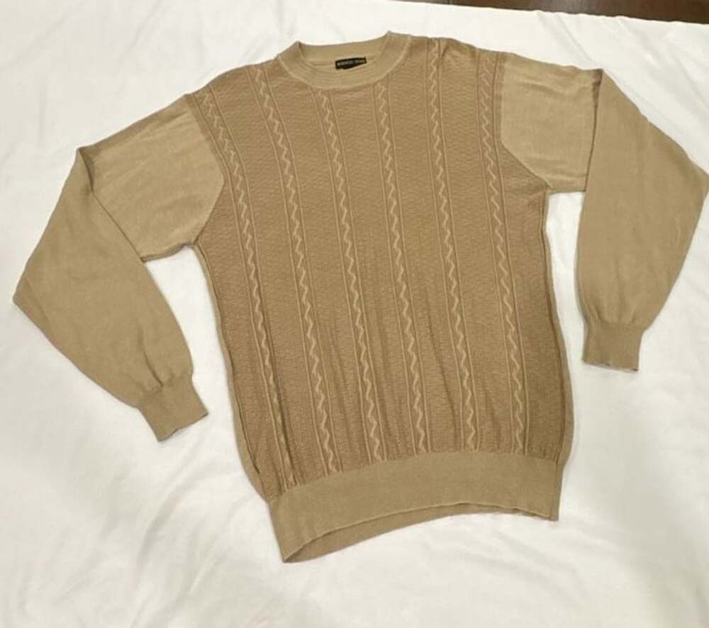 Alberto Celini Mens Silk Cotton Blend Knit Sweater Beige XL Grandpacore